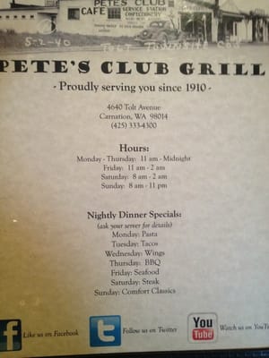 Menu photo 4 Pour House Pete's Carnation, WA