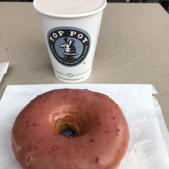 Top Pot Doughnuts - Raspberry donut..mmmm..with chai latte - Donuts Near Me - Seattle, Washington