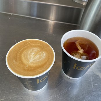 Lofty Coffee - (left) almond milk latte - Coffee & Tea Near Me - San Diego, California