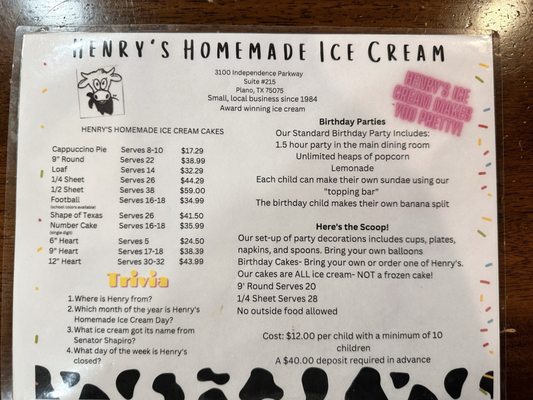 Henry's Homemade Ice Cream by null