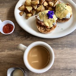 The Hive Eatery - Their eggs Benedict are delicious! Their creamer for the coffee is a house-made sweet treat! Don't miss either one! Dec 2019