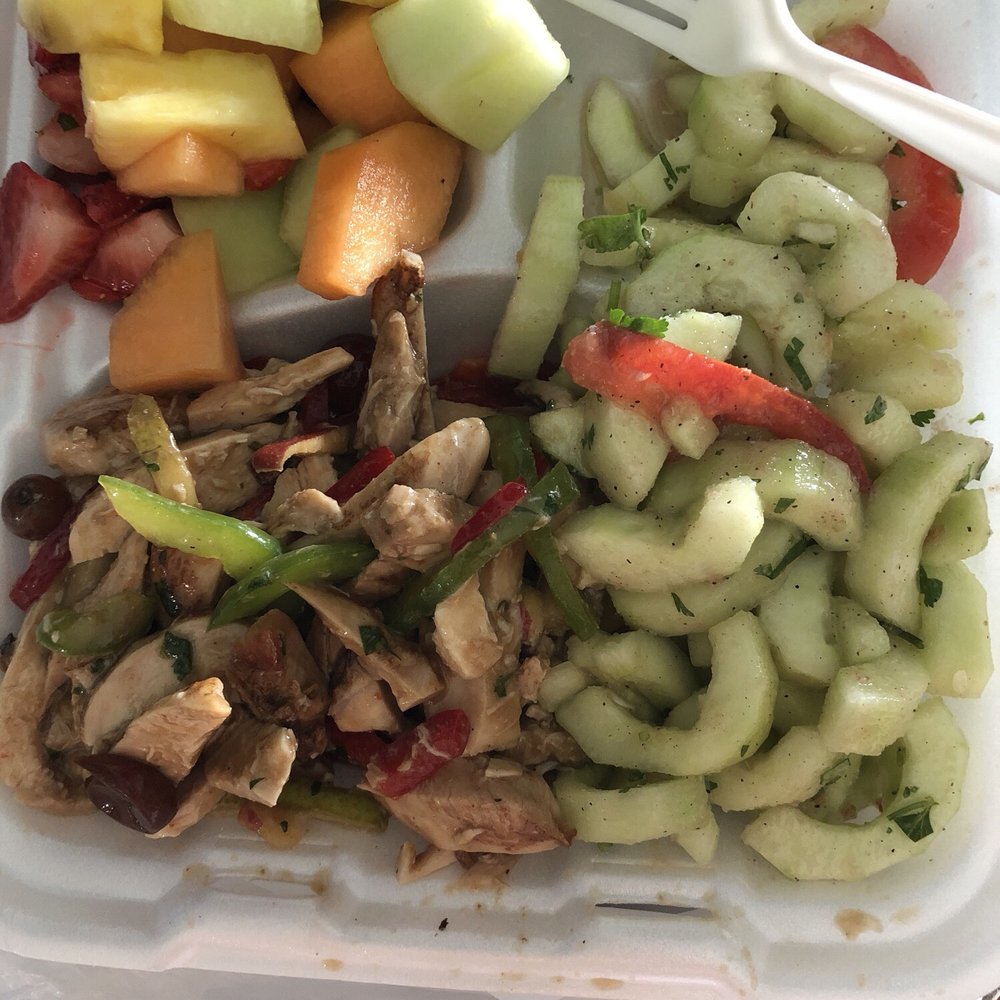 Cafe Max - Chicken, cucumber, fruit trio - $11.37 - Salad Near Me - Plano, Texas Cafe Max - Chicken, cucumber, fruit trio - $11.37 - Salad Near Me - Plano, Texas