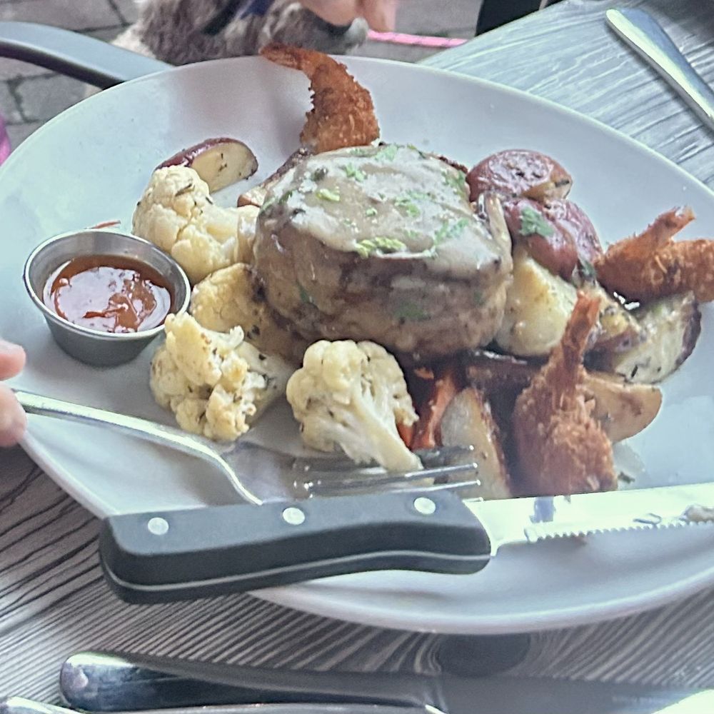 Virtue Feed & Grain - Bacon wrapped filet with coconut shrimp. - Bars Near Me - Alexandria, Virginia Virtue Feed & Grain - Bacon wrapped filet with coconut shrimp. - Bars Near Me - Alexandria, Virginia