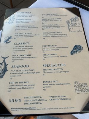 Menu photo 1 Chez Loma Coronado, CA Menu photo 1 Chez Loma Coronado, CA