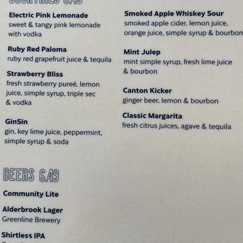 Community Burger - Cocktail and Beer Menu - Burgers Near Me - Canton, Georgia