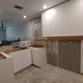 Abdo Home Services - Work in progress on a modern kitchen remodel - all new cabinets and striking backsplash. Specialized in cabinet repair and installation. - Handyman Near Me - St. Petersburg, Florida