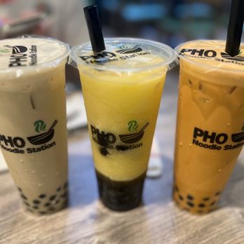 Pho Noodle Station - Oolong, lychee & mango, and Thai ice tea - Vietnamese Near Me - Woodridge, Illinois