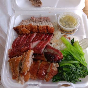 Cafe Bayon - Crispy Pork , BBQ Pork and Duck with rice and bok choy - Asian Fusion Near Me - Lynn, Massachusetts Cafe Bayon - Crispy Pork , BBQ Pork and Duck with rice and bok choy - Asian Fusion Near Me - Lynn, Massachusetts