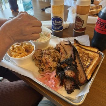 Big Boned Barbecue - 2 meat plate. Brisket and pork Mac and cheese and Cole slaw. - Barbeque Near Me - Pensacola, Florida Big Boned Barbecue - 2 meat plate. Brisket and pork Mac and cheese and Cole slaw. - Barbeque Near Me - Pensacola, Florida
