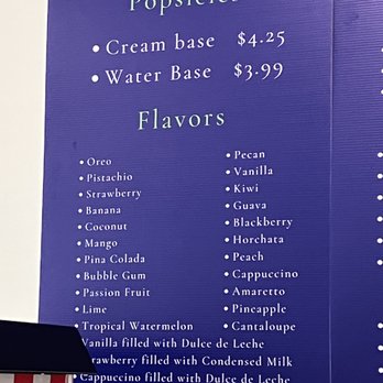 PopsiBar - Available flavors - Ice Cream & Frozen Yogurt Near Me - Spring, Texas