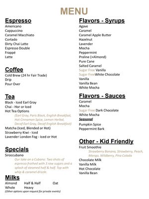 Menu photo 4 Sirincci Coffee Company Slidell, LA