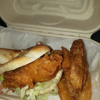Cape Cod Fish N' Chips -  sandwich in a styrofoam container - Seafood Near Me - Cotati, California