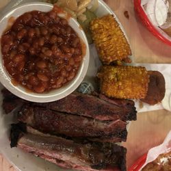 Country's BBQ-Auburn - Beans,Ribs ,corn.