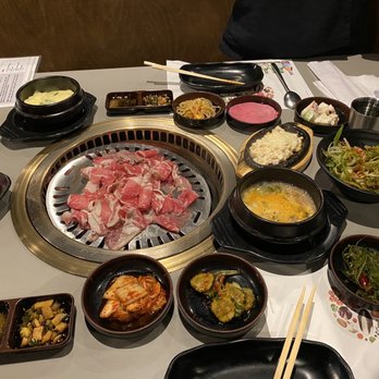 E.M. Bop - Bean stew, corn cheese, and steam egg side dishes added - Korean Near Me - Duluth, Georgia