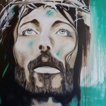 The Rustic Table - One negative reviewer stated there is awkward art work here.  I don't find Jesus awkward, I find the artwork wonderful! - New American Near Me - Emigrant Gap, California