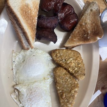 Townhouse Restaurant - Eggs and sausage link with hash browns - Salad Near Me - Cuthbert, Georgia Townhouse Restaurant - Eggs and sausage link with hash browns - Salad Near Me - Cuthbert, Georgia