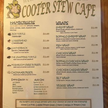 Cooter Stew Cafe - Menu page 1 - American Near Me - Saint Marks, Florida Cooter Stew Cafe - Menu page 1 - American Near Me - Saint Marks, Florida