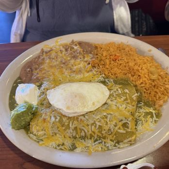La Patrona Mexican Kitchen - #9. Two Enchiladas Suizas Combo, with a fired egg added - Breakfast & Brunch Near Me - Murrieta, California La Patrona Mexican Kitchen - #9. Two Enchiladas Suizas Combo, with a fired egg added - Breakfast & Brunch Near Me - Murrieta, California