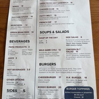 Bryce Canyon Pines Restaurant - August 30, 2026 - Lunch Menu. - American Near Me - Bryce Canyon, Utah