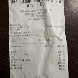 Receipt for me requesting "a glass of red wine". $23. Outrageous!!