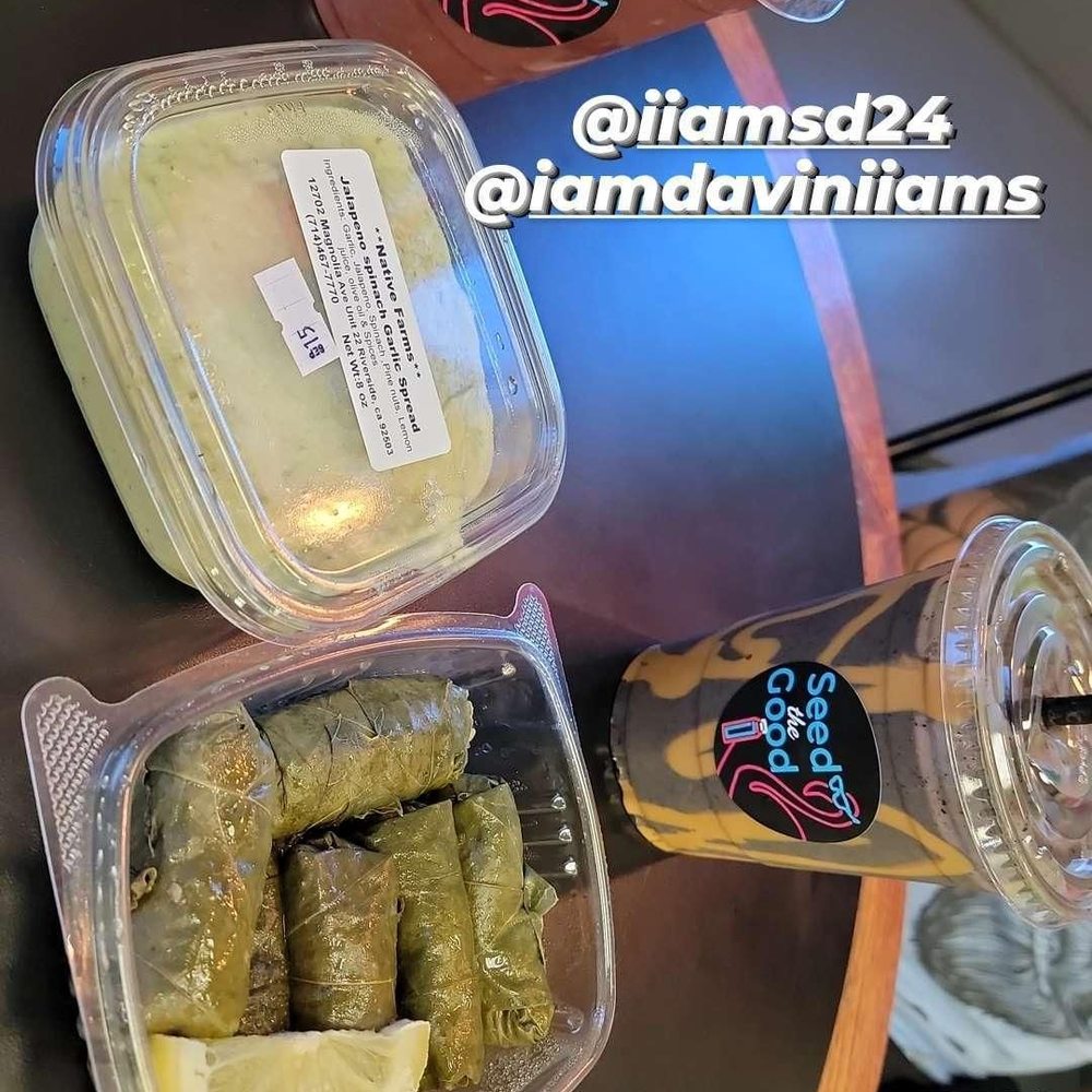 Awake Juice Bar - Here's the dip and grape leaves also very yummy. - Juice Bars & Smoothies Near Me - Victorville, California