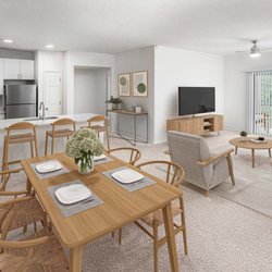 Camden Spring Creek Apartments - Open- concept living space with dining room at Camden Spring Creek Apartments in Spring, Tx