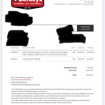 Berkeys - 2035 Invoice for repairs not needed - Plumbing Near Me - Southlake, Texas Berkeys - 2035 Invoice for repairs not needed - Plumbing Near Me - Southlake, Texas