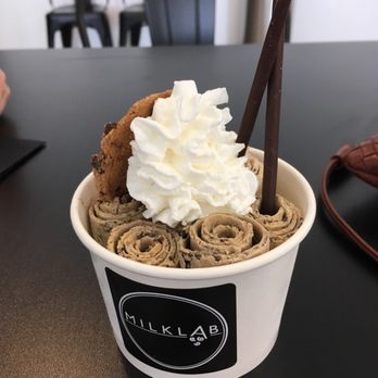 Milk Lab - Cary - Cookie monster with cookie, whipped cream, and pocky. - Ice Cream & Frozen Yogurt Near Me - Cary, North Carolina