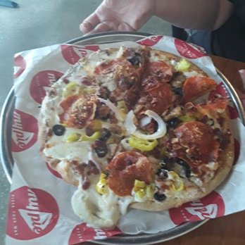 My Pie Pizza - Pie my way, wheat crust, Alfredo sauce,banana peppers,sausage, pepperoni, bacon, black olives - Pizza Near Me - Albany, Georgia My Pie Pizza - Pie my way, wheat crust, Alfredo sauce,banana peppers,sausage, pepperoni, bacon, black olives - Pizza Near Me - Albany, Georgia