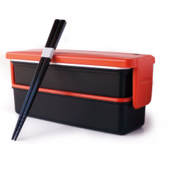 Herbata - BENTO, el "tupper" japonés. Éste con cierre hermético y palillos incluidos.
370 ml + 450 ml.