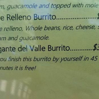 Del Valle - Finish this burrito and it's free - Mexican Near Me - Santa Rosa, California