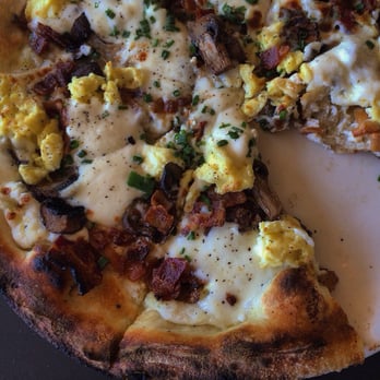 TAVERNA - Breakfast pizza with bacon, mushrooms and mozzarella - Italian Near Me - Jacksonville, Florida
