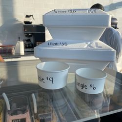 Ksira Gelato - Menu - Double $9, Single $6, 1/2 Pint $20, 1 Pint $35