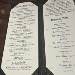 The Banshee - Beer menu