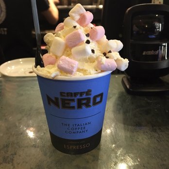 Caffè Nero - Hot chocolate with marshmallows and whipped cream - Coffee & Tea Near Me - London, XGL Caffè Nero - Hot chocolate with marshmallows and whipped cream - Coffee & Tea Near Me - London, XGL