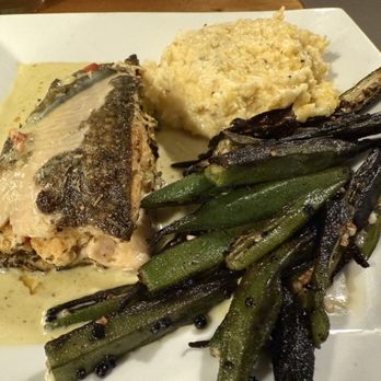 Southern Roots - Chilean Sea Bass with okra and risotto - Southern Near Me - Jamestown, North Carolina Southern Roots - Chilean Sea Bass with okra and risotto - Southern Near Me - Jamestown, North Carolina
