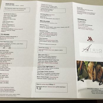 Atrio - Menu, backside - Wine Bars Near Me - Walnut Creek, California