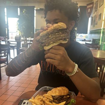 Touchdown Pizza & Deli - ASK FOR A SONNY BURGER! Bacon, double patty, tri tip is delicious. I dare you to try and finish this huge burger! - Burgers Near Me - Patterson, California