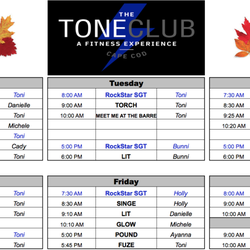 The Tone Club At Sandwich Recreation - Our New Fall Schedule Starts Monday, September 17!