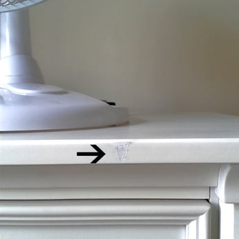Ashley Store - A big paint chip on the front of the nightstand. They attempted to hide it with  putty. - Furniture Stores Near Me - Bear, Delaware
