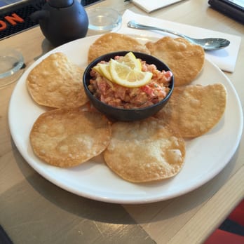 Fuji at Assembly - Salmon wonton chips - Sushi Bars Near Me - Somerville, Massachusetts