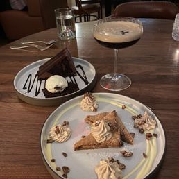 The blondie and the chocolate cake, and espresso martini The blondie and the chocolate cake, and espresso martini