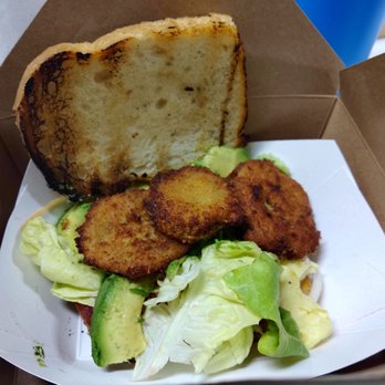Box Kitchen - Fried tomato sanwhich (9) + avocado (3) (oily, and not enjoyable) - Food Stands Near Me - San Francisco, California Box Kitchen - Fried tomato sanwhich (9) + avocado (3) (oily, and not enjoyable) - Food Stands Near Me - San Francisco, California