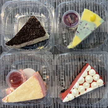 Meechy's Cheesecakes - Left top Cookies & cream top right Lemon Blueberry bottom left strawberry shortcake bottom right red velvet - Pasta Shops Near Me - Palmdale, California