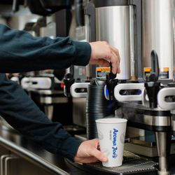 Freshly Brewed House blend, Dark Roast and Decaf available fresh daily.
