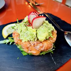Eating Bear - Avocado and salmon tartar - so fresh Nd absolutely delicious.