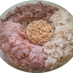 Winkings Market - Party tray with selection of shaved meats.  Ham salad in the middle.
