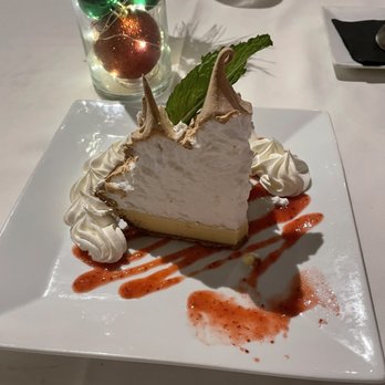 Bagatelle - Key Lime Pie with strawberry glaze and merengue. - Seafood Near Me - Key West, Florida Bagatelle - Key Lime Pie with strawberry glaze and merengue. - Seafood Near Me - Key West, Florida