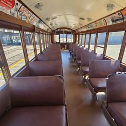 Interior of street car available for rides Interior of street car available for rides