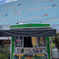 A cheery mural overlooking the cart